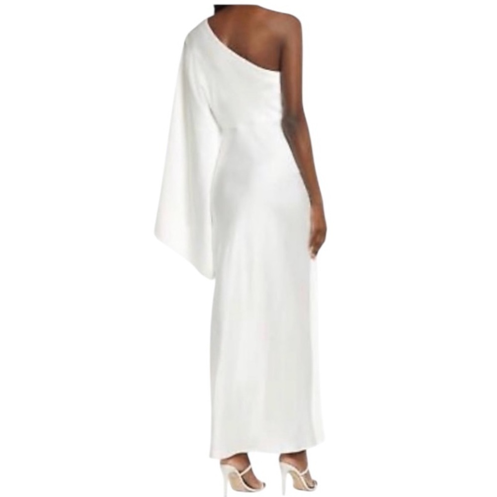 Significant Other Kelsie One-shoulder Cape Ivory Satin Prom Gown Women’s Size 8 - Picture 2 of 10
